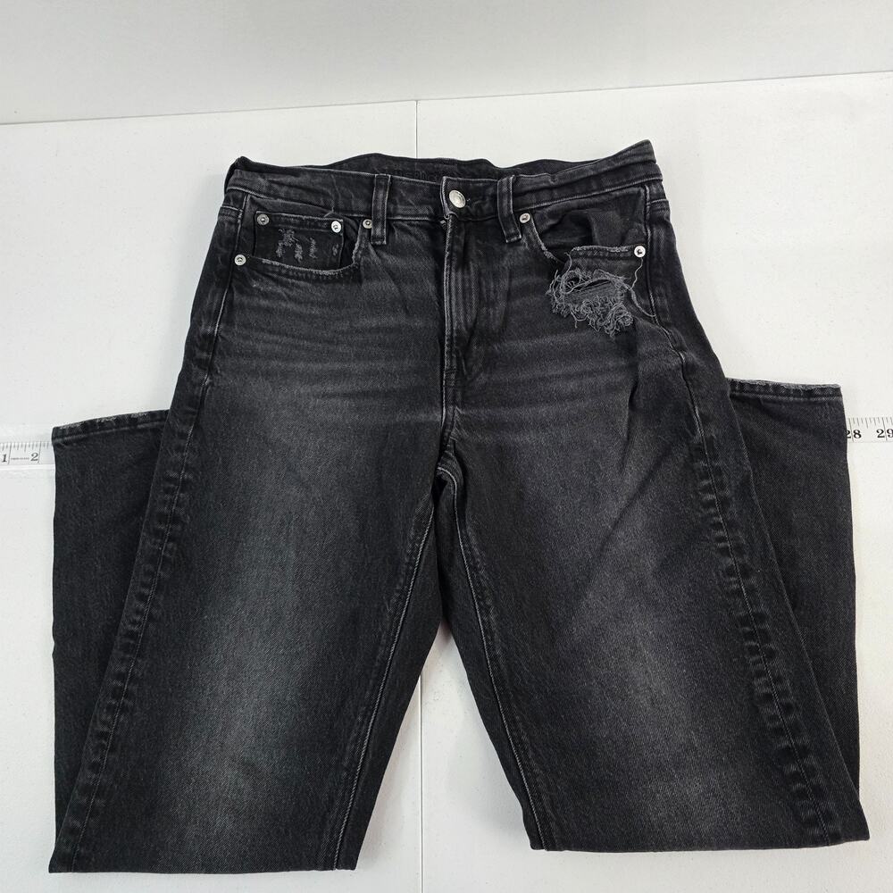 American Eagle super high rise ankle straight jeans black denim 6 reg women 6208